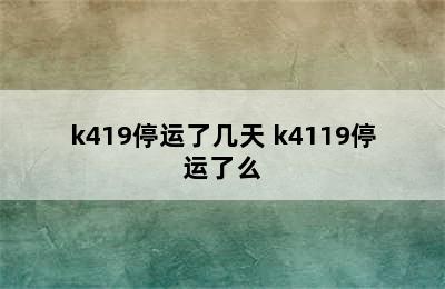 k419停运了几天 k4119停运了么